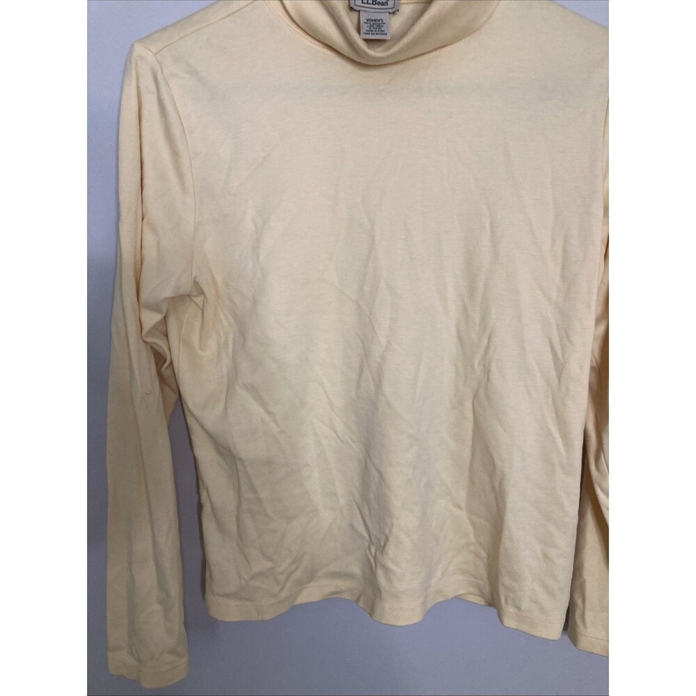 LL Bean Shirt Womens M Long Sleeve Supima Cotton Mock Neck Butter Yellow - Picture 3 of 10